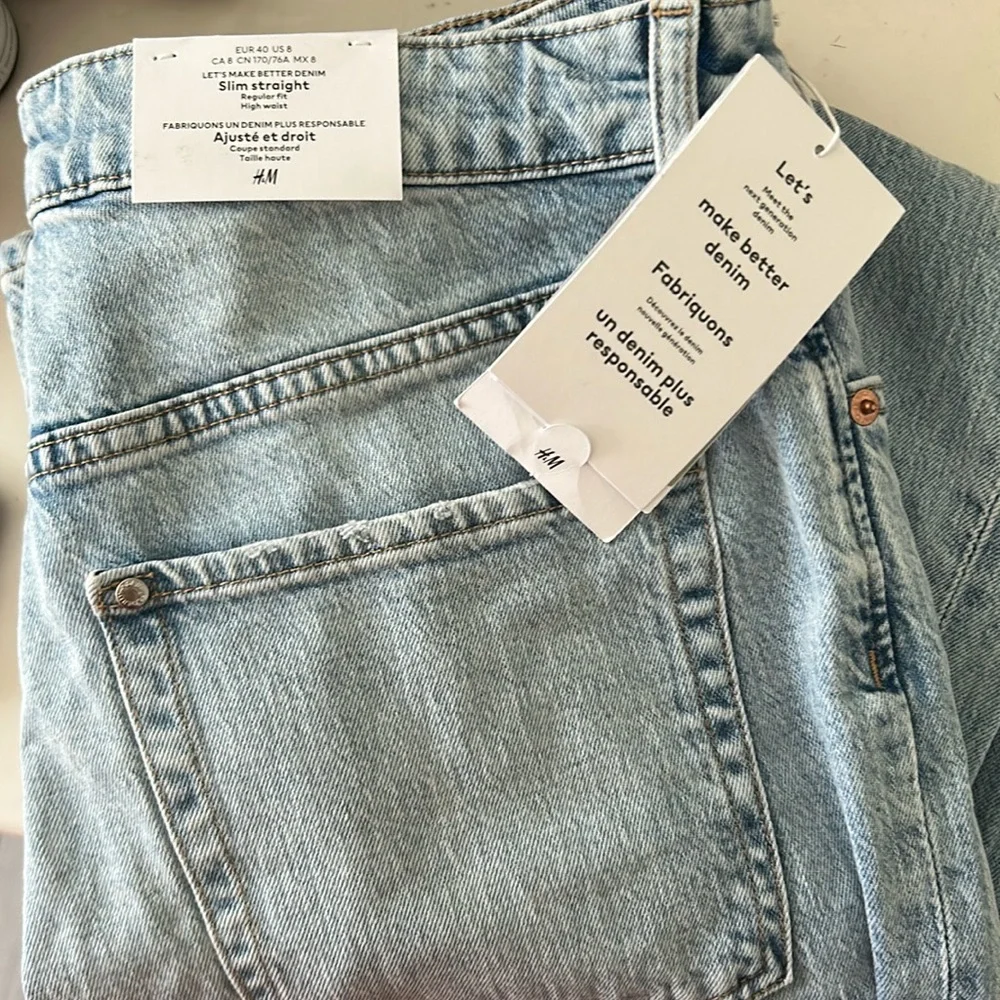 H&M High rise slim straight leg jeans - Picture 1 of 7